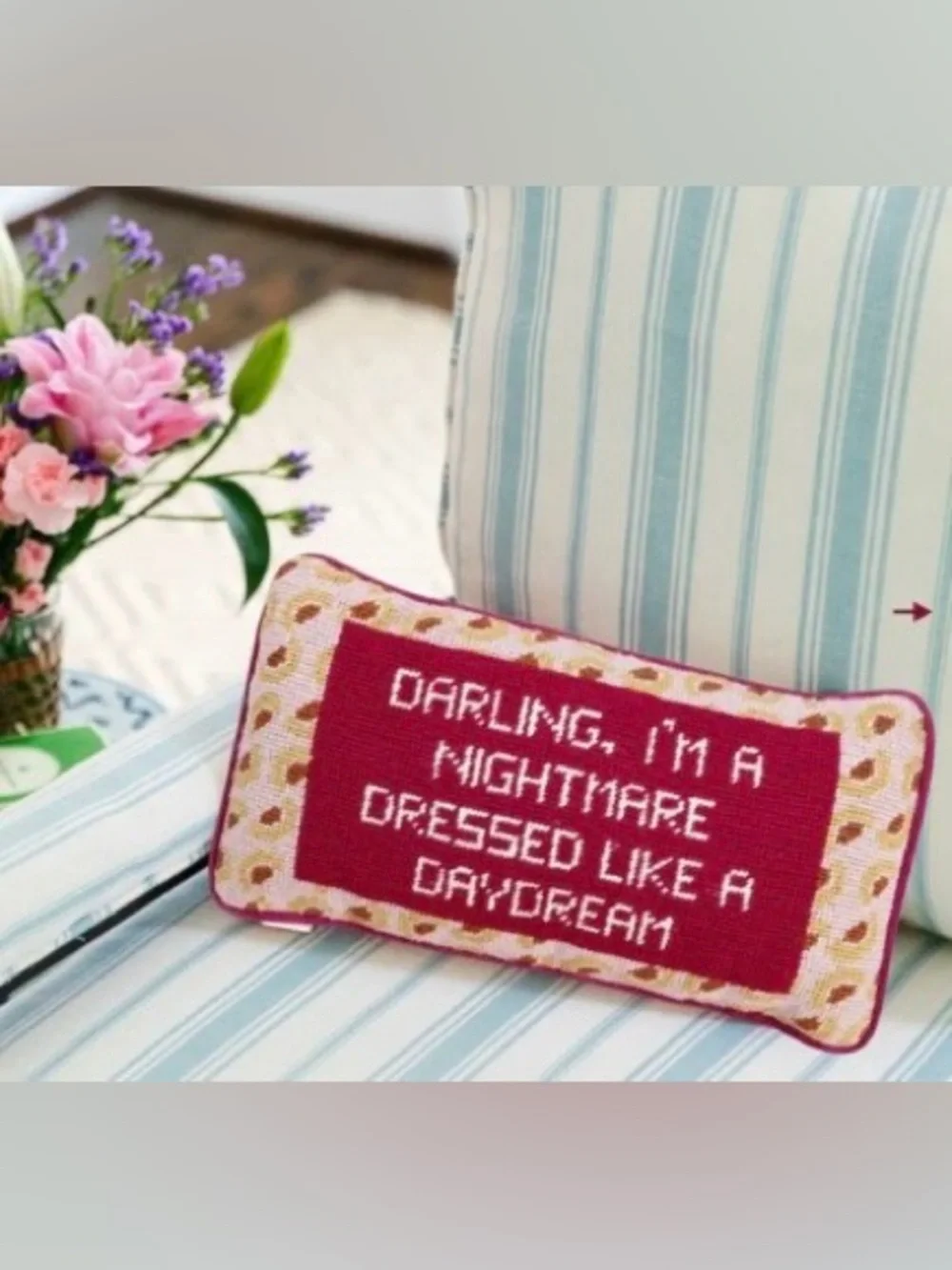 Dressed Like A Daydream Needlepoint Pillow